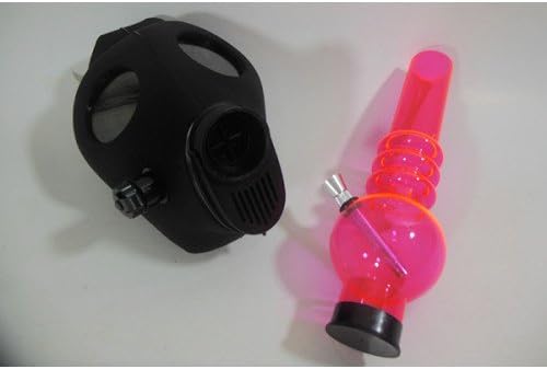 BLACK RUBBER GAS MASK W/ ACRYLIC TUBE - PINK