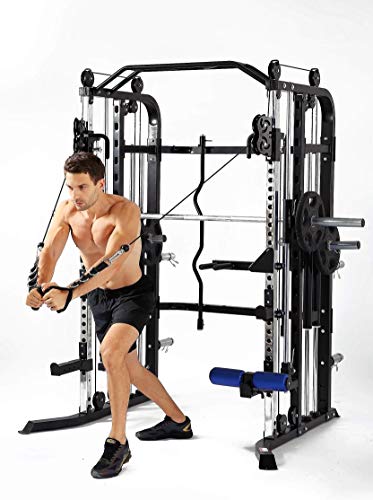 MiM USA Complete Set of Functional Trainer Smith Machine Power Cage & Adjustable Weight Bench All-in-One Ultimate Home Gym Strength Solution SM+FT 1001 Pro - Thumbnail 2