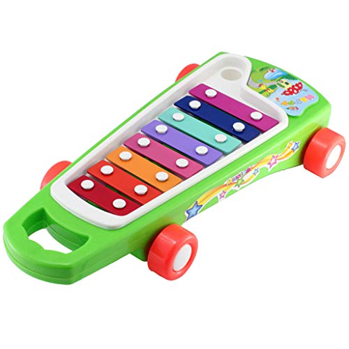 Hisoul Wooden Xylophone for Kids, Perfectly Sized Glockenspiel Musical Toy for Kids - Classic Whistle Glockenspiel Musical Instrument Toys, Great Gift for Kids and Friends (Green) - Thumbnail 2