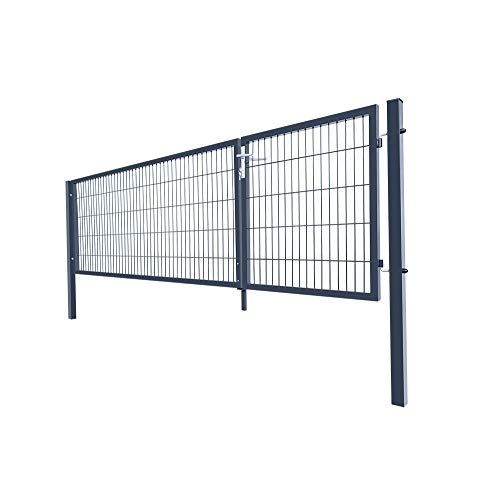 HOME DELUXE - Doppelflügel Gartentor ADITUS - Anthrazit, 80 x 350 cm - inkl. Griff, Schloss, Schlüsseln und… – Bild 3