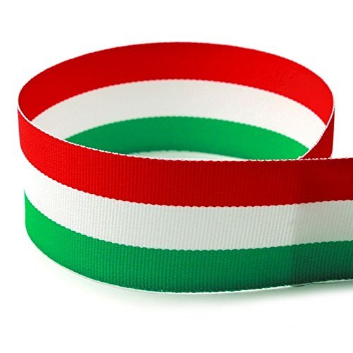 7/8" Red/White/Green Striped Grosgrain Ribbon - 20 Yards - USA Made - (Multiple Widths & Yardages Available)