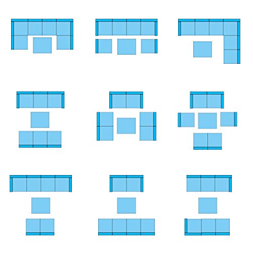 Do4U 7 Pieces Outdoor Patio PE Rattan Wicker Sofa Sectional Furniture Set Conversation Set- Turquoise Seat Cushions & Glass Coffee Table| Patio, Backyard, Pool| Steel Frame (Beige)