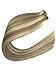 Tape in Hair Extensions with Highlights Golden Brown with Blonde Hair Invisible Tape ins Silky Straight Seamless Skin Weft Human Remy Real Hair Glue in Extensions (16 inches, 12-613)