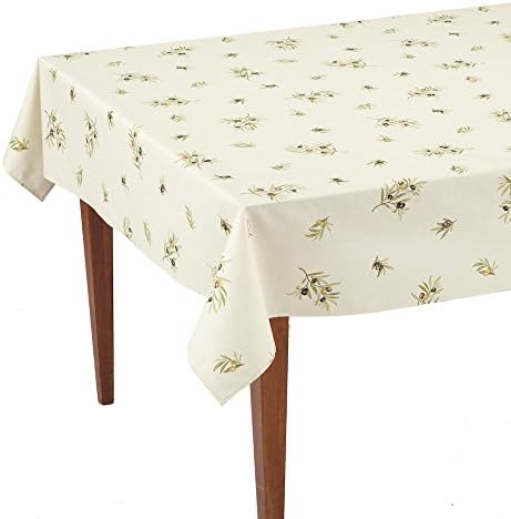 Clos des Oliviers Ecru All Over Rectangular French Tablecloth, Coated Cotton, 61 x 98 (6-8 people)
