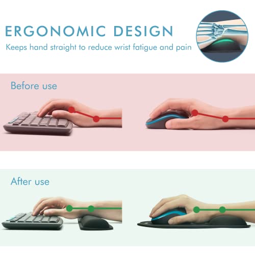 thumbnail image 2 of Mousepad With Wrist Support Mouse Wrist Rest, Ergonomic Memory Foam Mouse Wrist Support, Resin Hand Rest Pad Cushion Gaming Office Computer Laptop Pain Relief Easy Typing Mousepad With Wrist Rest 2 of 11