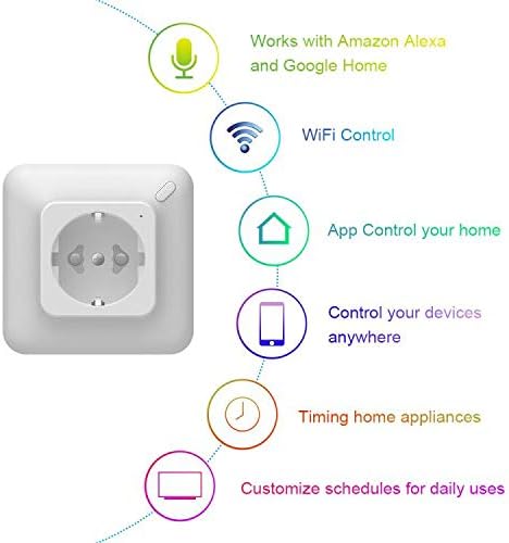 Szshining   Enchufe inteligente Mini WiFi Smart Plug controlado de forma remota con Alexa y Google Home blanco con temporizador sin concentrador compatible solo con la red de 24 GHz