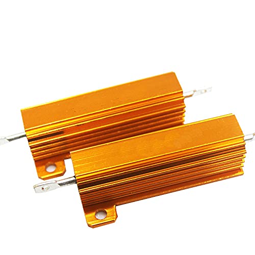 Aluminum Housing Resistor, Gold 50W 25 Ohm Aluminum Case Clad Wirewound Resistor Load Resistors, 2 Pcs