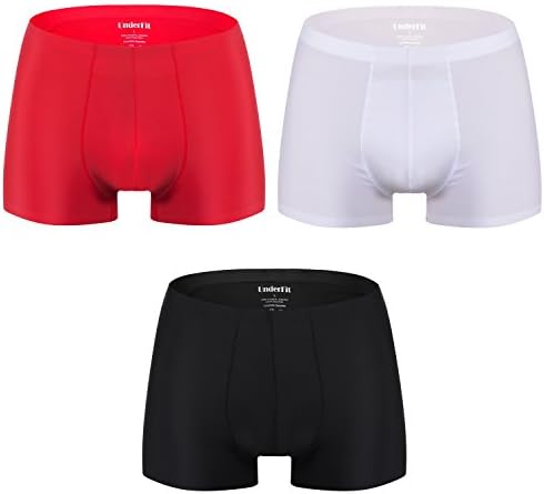 UnderFit Men's 3-Pack Stretchable Seamless Microfiber Boxer Briefs (XXL, BlackWhiteRed)
