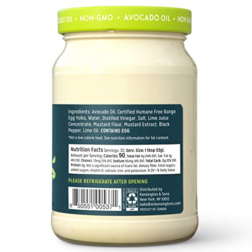 Sir Kensington's Mayonnaise Avocado Oil Paleo Certified, Keto Certified, Gluten Free, Certified Humane Free Range Eggs 16 Fl Oz (Pack of 1)