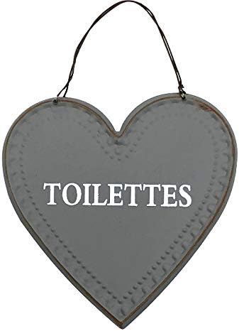 L Originale Deco Plaque De Porte CÅur Murale Toilettes Gris 13cm Amazon Fr Cuisine Maison