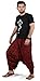 Boho Hippie Mens Womens Cotton Handmade Harem Pants with Side Pockets - Spiral Design (Light Red)