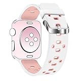 Band for Apple Watch 42mm, Guangzhi New Fashion Soft Silicone Sport Wrist Staps Band Replacement With Stainless Steel Buckle for iWatch Series 1 / 2 / 3, Sport, Edition, Nike+,42mm,White and Lightpink