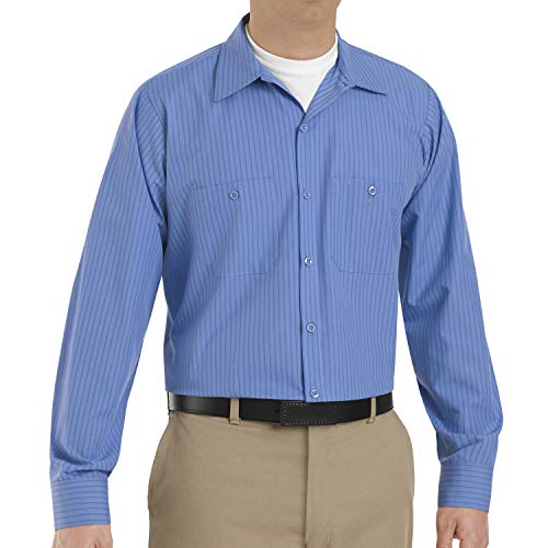 Red Kap Men's Industrial Stripe Work Shirt, Petrol Blue/Navy, 6X-Large