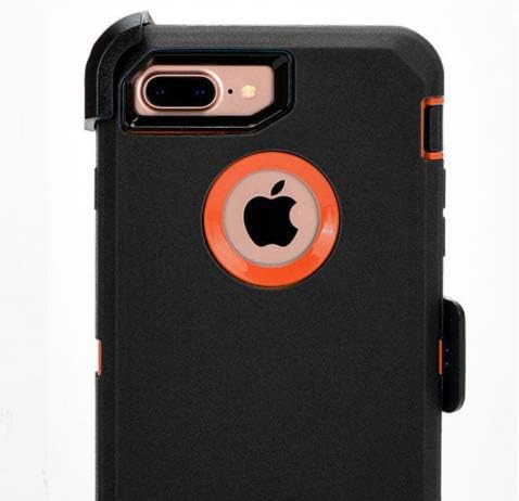 OtterBox Defender iPhone 8 Plus Case &Tempered Glass Screen Protector & Belt Clip fits OtterBox Cover (Black Orange)