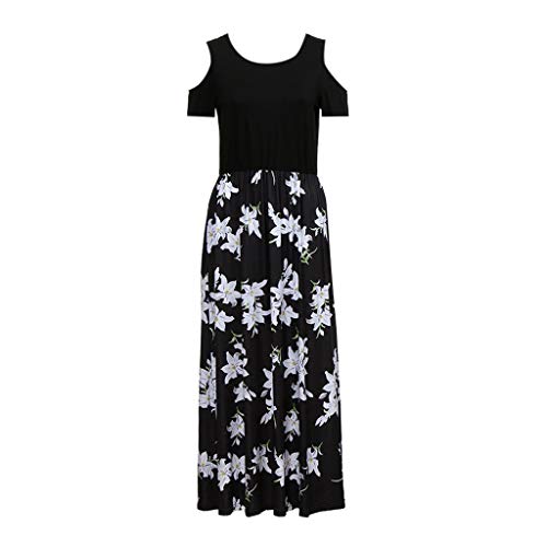 Women Dresses for Special Occasion,Teen Girls Short Sleeve Cold Shoulder Casual Maxi Dresses Long Dresses Party Dress Black