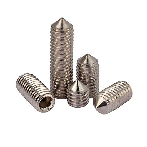 Cone Point Grub Screws, 10pcs Stainless Steel Grub Screws Various Metric Threads, Hexagon Socket Grub Screws(M5*10mm)