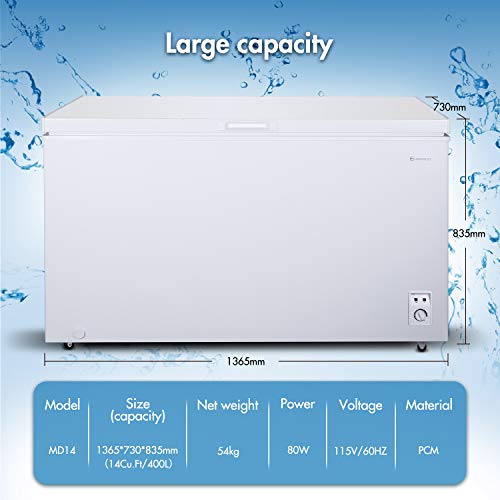 MOOSOO 14.0 Cu. Ft Chest Freezer, Commercial Compact Chest Freezer with Saving Energy Efficiency