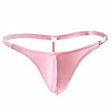 FEESHOW Men's Stretchy G String Thong T Back Underwear Briefs Pink One size
