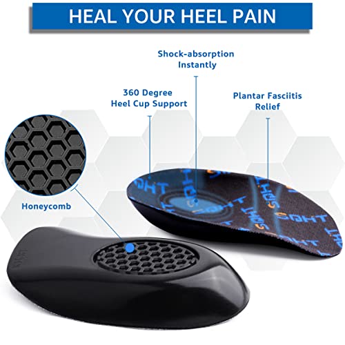 SQHT Plantar Fasciitis Insoles, Fast Relief Orthotic Heel Inserts for Heel Pain, Heel Spurs and Achilles Tendonitis, Heel Cups for Women Men (Small W4.5-8.5 | M4.5-7.5)