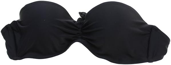 California Waves Juniors Bandeau Push Up Underwire Bikini Top (Medium, Black)
