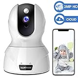 Security Camera 1536P Pet Camera - KAMTRON WiFi Wireless Home Camera Full HD 3MP IP Video Surveillance System with IR Night Vision, Motion Detection and Two-Way Audio - Cloud Storage, White