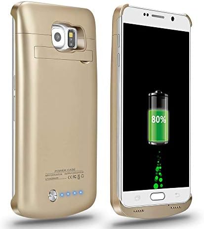 Galaxy S6 Battery Case, Portable 4200mAh Rechargeable Extended Battery Pack Charger Case, Power Bank Charging Case with Kickstand for Samsung Galaxy S6 (Gold)