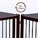 Giantex 24 inch Configurable Dog Gate with Door, Wooden Dog Gate with Walk Through Door, 3 Panels Folding Fence for Stairs, Doorways, Halls, Cherry Brown