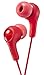 RED GUMY in Ear Earbuds with Stay fit Ear Tips. Wired 3.3ft Colored Cord Cable with Headphone Jack. Small, Medium, and Large Ear tip earpieces Included. JVC GUMY HAFX7Rthumb 1