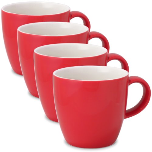 FORLIFE Uni Tea/Coffee Cup with Handle (Set of 4), 11 oz, Red - Thumbnail 3