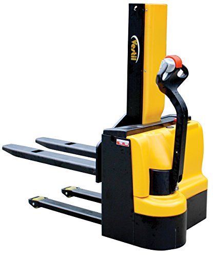 Vestil SNM3-43-FF-21 Steel Stacker Power Lift, 21 Fork, 3000 lb. Capacity, 69" x 61", Black/Yellow