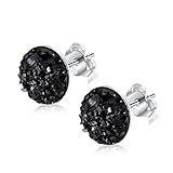 EVERU Druzy Stud Earrings Sterling Silver Round Studs, 4 Colors Options, ⌀8mm