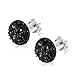 925 Sterling Silver Black Stud Earrings for Women and Men - Round Hypoallergenic Earrings (8mm)
