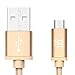 LAX Gadgets Durable Nylon Braided Tangle Free 2.0 Micro USB Android Charging and Data Sync Cable for Samsung, HTC, Motorola, Nokia, Kindle, MP3, Tablet and More[10 Feet-Gold]