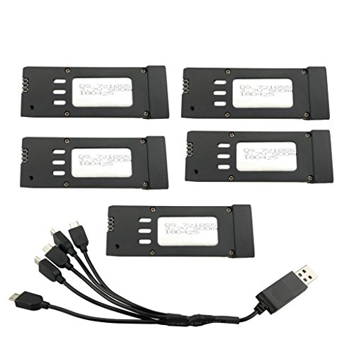 Leoie Eachine E58 3.7V 500mAH Battery Spare Parts for Folding 4-axis UAV/Drone (1 Charging Cable & 5 Battery)