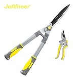 Jardineer 2Pcs Professional Hedge Clippers, 23.6'' Heavy Duty Hedge Shears & 8.3'' Cut Easy Hand Pruners, Manual Bush Trimmers with Sharp Blades Ergonomic Handle