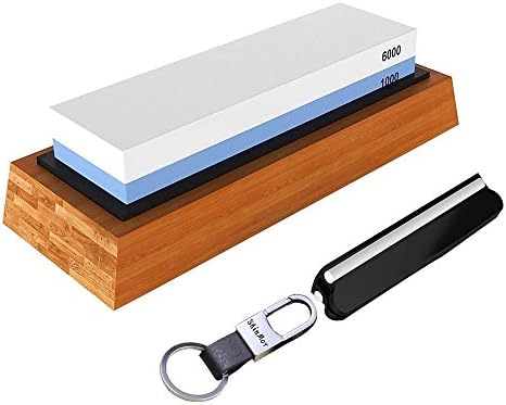 ShinMor Whetstone Sharpening Stone Knife Sharpener 1000/6000 Grit Wooden Holder and Knife Guide