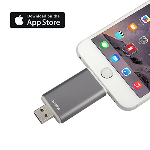 Omars Apple MFI Certified 16GB USB Flash Drive with Lightning Connector, Space Gray (3312707)