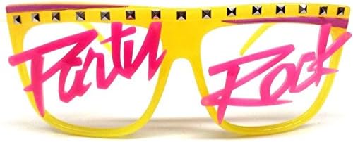 Glow in the Dark Party Rock Wayfarer Sunglasses Yellow Frame &amp; Pink Script