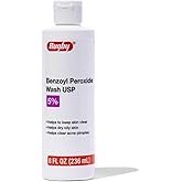 Rugby Benzoyl Peroxide Wash USP 5% - Helps to Clear Acne Pimples and Dry Oily Skin - Acne Medication - 8 Fl. Oz.