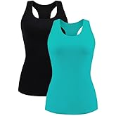 beautyin Women Tank Top with Shelf Bra Racerback Workout Yoga Tops Undershirt