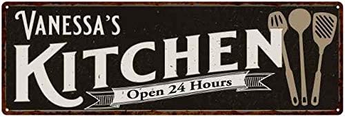 Vanessa's Kitchen Sign Home Decor Rustic Signs Wall Art Decorations Tin Plaque Pantry Moms Family Farmhouse Retro Eat Coffee Gift 8 x 24 Matte Finish Metal 108240014198