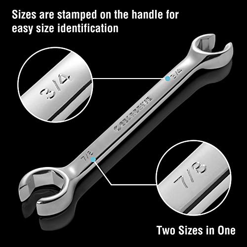 GEARDRIVE 10-piece Flare Nut Wrench Set, Standard & Metric, Organizer Pouch Included