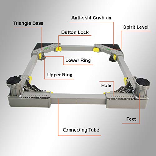 Adjustable Movable Base Refrigerator Fridge Stand with 4 Strong Feet Yellow Multi-Functional Furniture Dolly Roller Base for Refrigerator Washing Machine Washer Dryer - Thumbnail 5