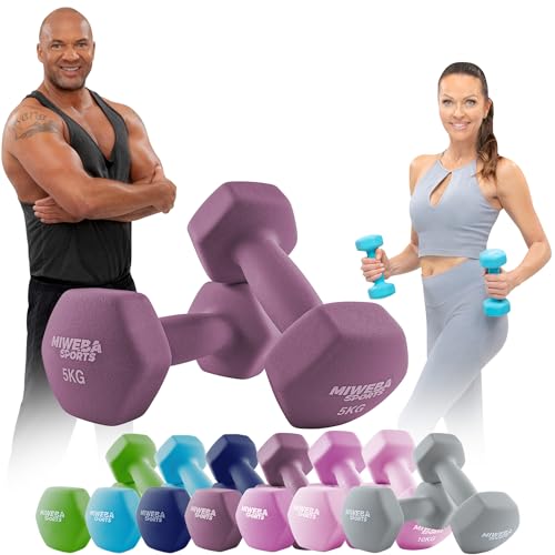 Miweba Sports Neopren Hantelset | 𝐏𝐫𝐨𝐟𝐢 Hantel - Hexagon Hanteln Set - Kurzhanteln - Kurzhantel Set - Gymnastikhanteln - Hantel Set - Dumbbell - 0,5-1