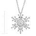 Finecraft Snowflake Pendant Necklace with White Cubic Zirconia in Sterling Silver, 18