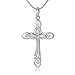 925 Sterling Silver Celtic Antique Cross Pendant Necklace, 18