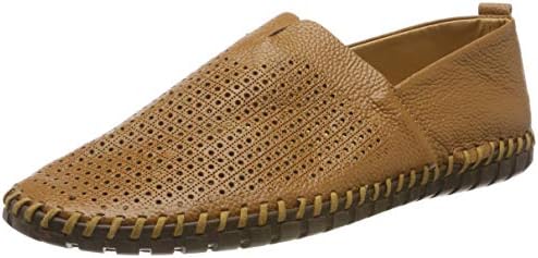 Fisca Men's Moccasins Leather Loafer with Breathable Hole Slip-on Casual Driver Flat Shoes