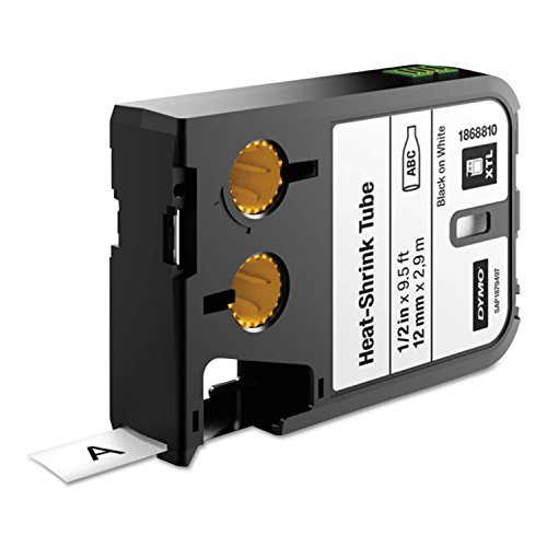 DYMO 1868810 XTL Heat-Shrink Tube Labels 1/2-Inch x 9.5 ft White/Black Print