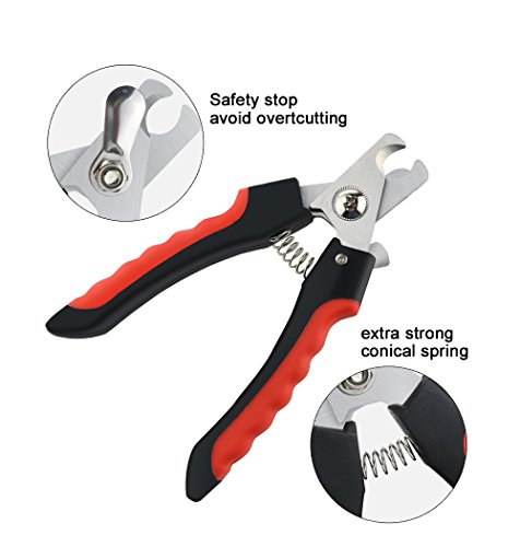 CEESC Pet Nail Clipper for Dogs and Cats, Sharp Nail Trimmer with Nail File Together, Red Essential Grooming Kit - Thumbnail 6