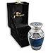 Star Legacy's Mediterranean Mystic - Blue Metal Cremation Keepsake Urn for Human Ashes w Velvet Box